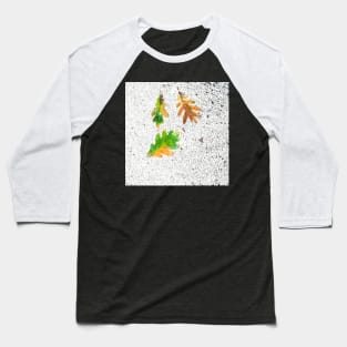 Rainy Leaves on White Snow Ice Terrazzo Background Baseball T-Shirt